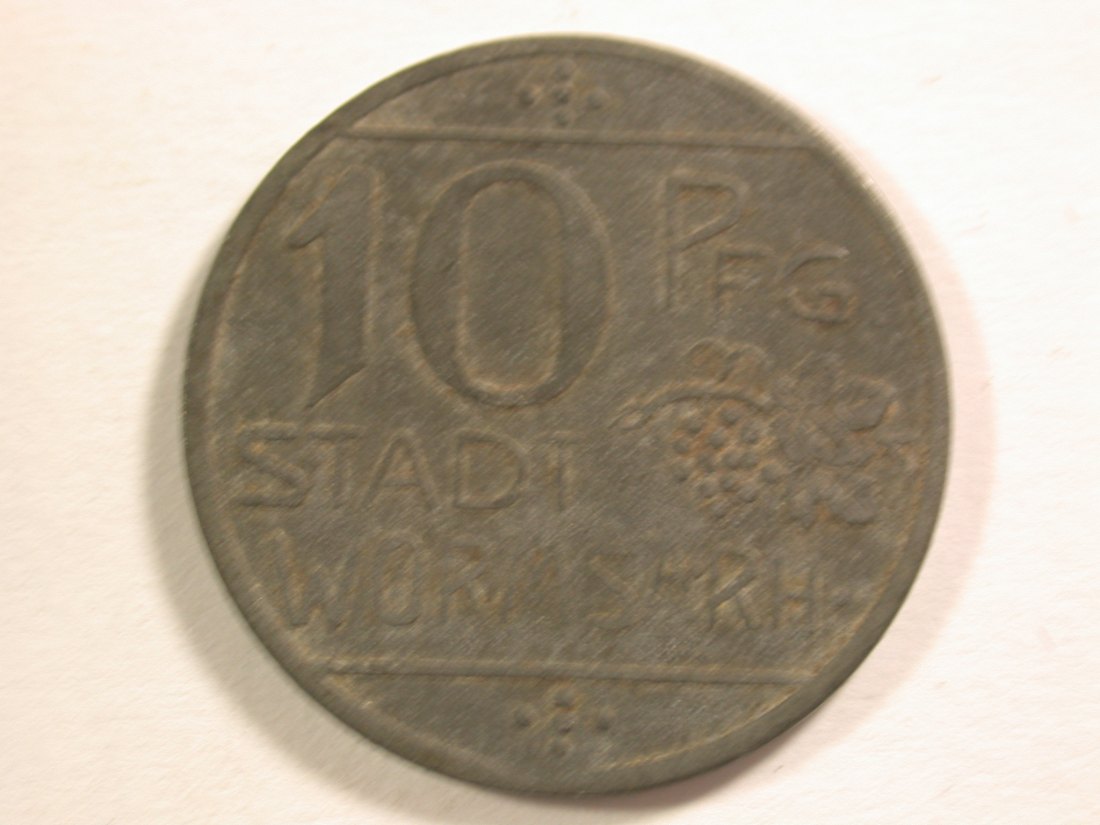  15013 Notgeld  10 Pfennig Worms  Zink 1918 in ss  Orginalbilder   