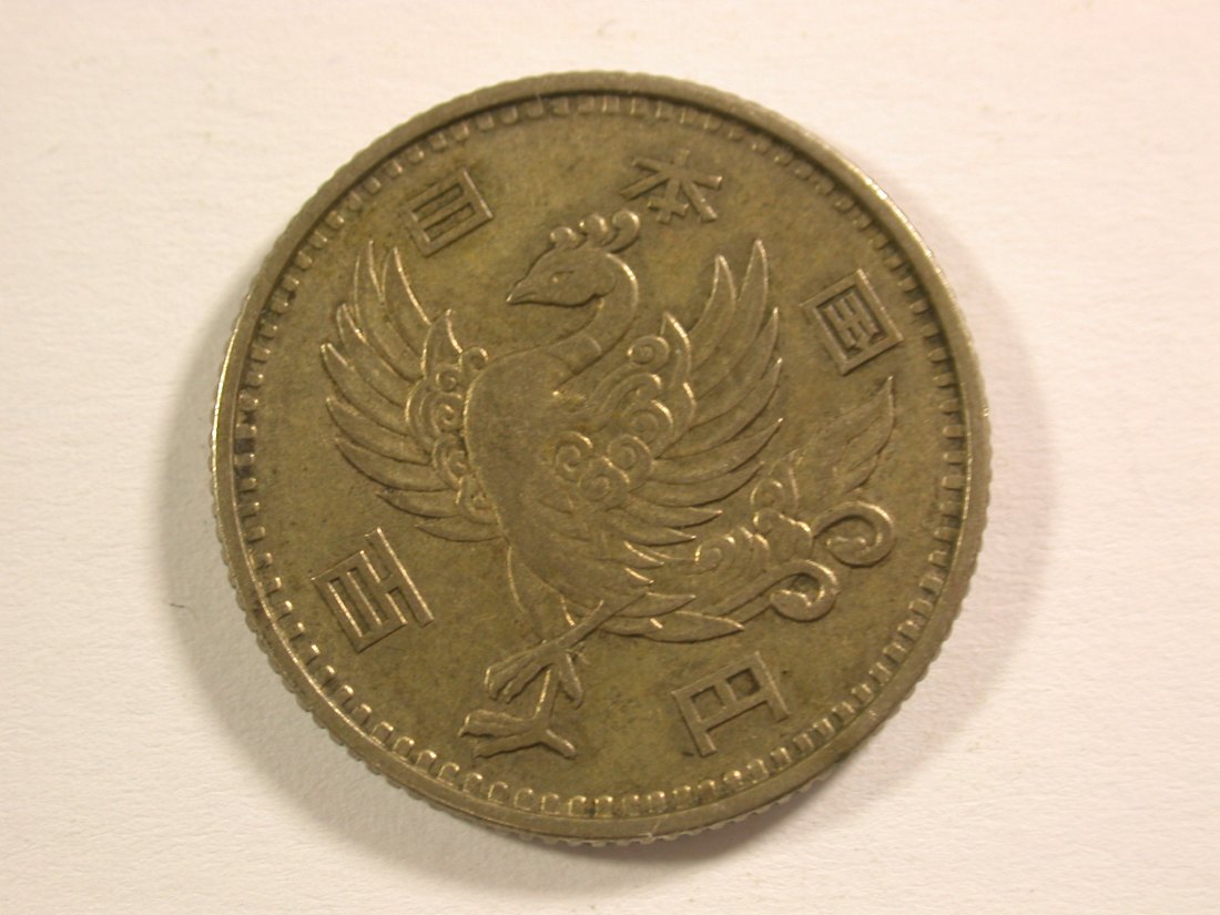 15013 Japan 100 Yen Phöenix Silber 1957 Orginalbilder