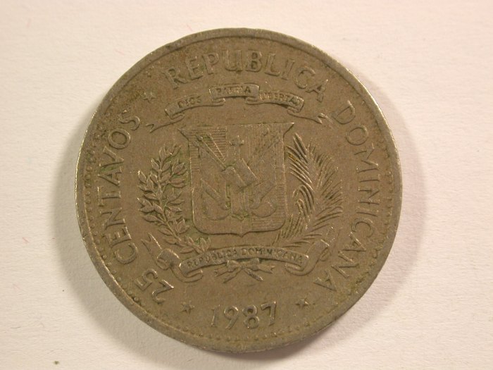  15013 Dominikanische Republik  25 Centavos 1987 in ss   Orginalbilder   