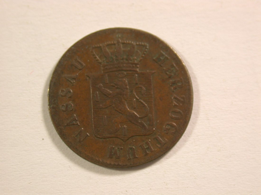  15013 Nassau  1 Heller 1842 in ss R! Orginalbilder   