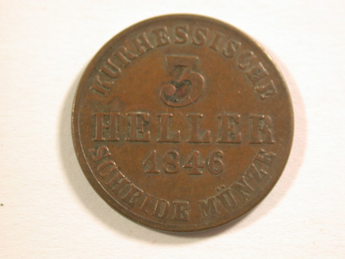  15013 Hessen Kassel  3 Heller 1846 in ss  Orginalbilder   