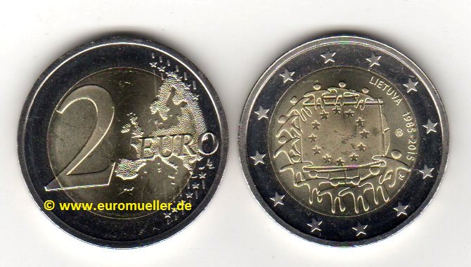 Litauen 2 Euro Gedenkmünze 2015...Europaflagge   