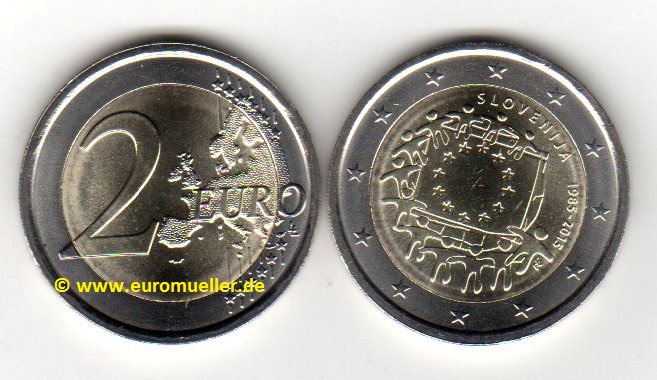 Slowenien 2 Euro Gedenkmünze 2015...Europaflagge   