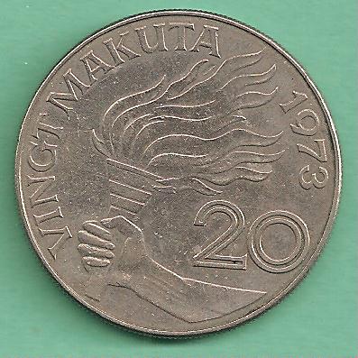 Zaire - 20 Macuta 1973