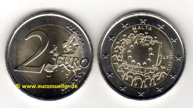 Malta 2 Euro Gedenkmünze 2015...Europaflagge   