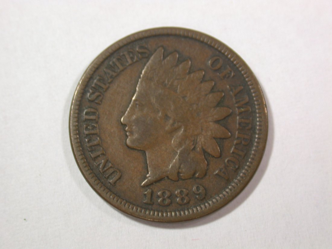  A001 USA  Indian Head 1 Cent 1889 in ss+ (VF+)  Orginalbilder   