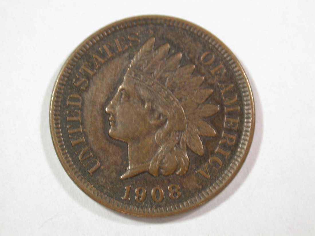  A001 USA  Indian Head 1 Cent 1908 in ss-vz (VF-XF)  Orginalbilder   