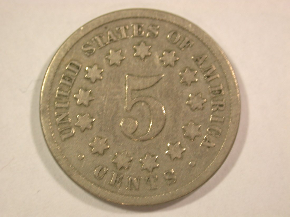  A001 USA  Shield Nickel  5 Cent 1869 in ss (VF) Orginalbilder   