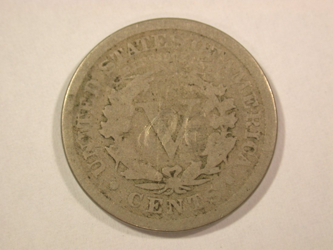  A001 USA  V-Nickel  5 Cent 1895 in s (F) Orginalbilder   