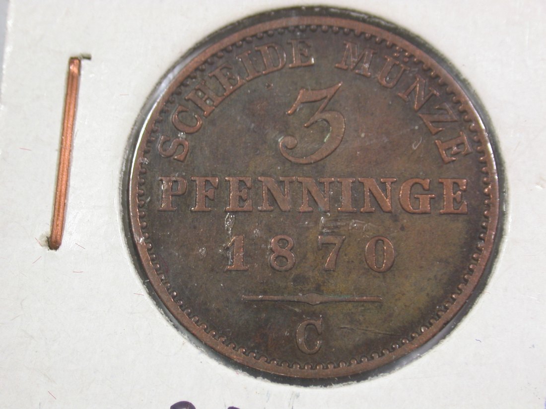  A002 Preussen 3 Pfennig 1870 C in vz Orginalbilder   