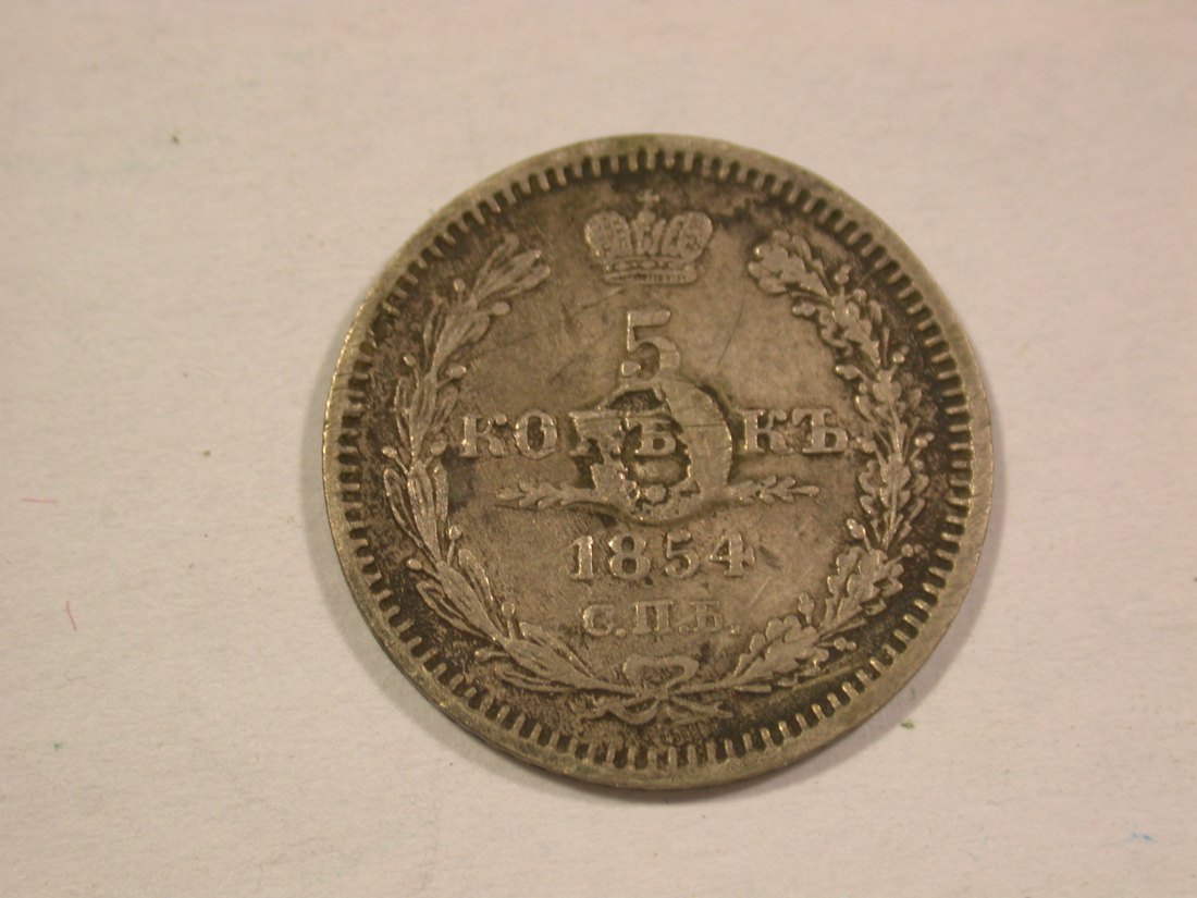  A003 Russland 5 Kopeken 1854, Verprägung!!  in s-ss Orginalbilder   