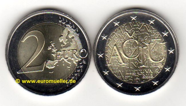 Litauen 2 Euro Gedenkmünze 2015...Sprache   