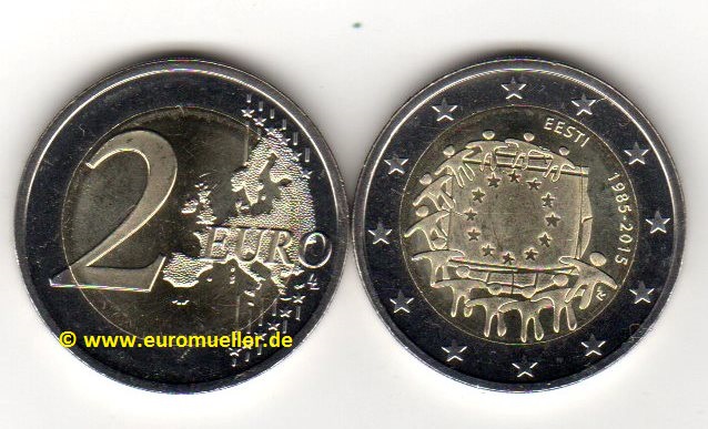 Estland 2 Euro Gedenkmünze 2015...Europaflagge   