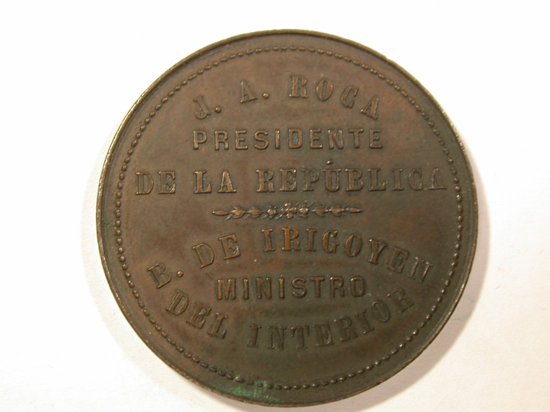 A004 Medaille Argentinien Eisenbahn/Bergbau Cu. 1885 37mm/23,35gr. Orginalbilder   