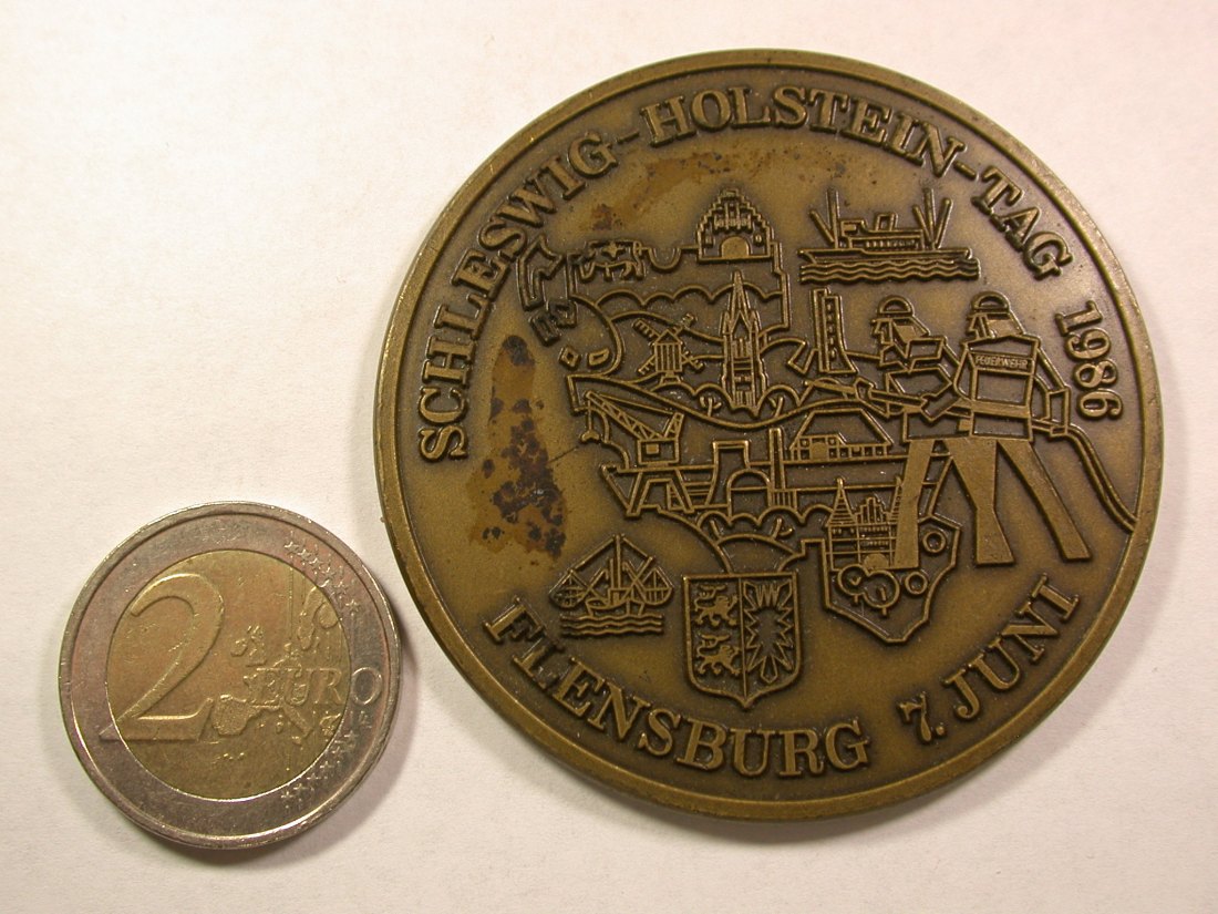 A005 Flensburg Medaille 1986 Schleswig-Holstein-Tag 60mm, 63,45gr. Orginalbilder