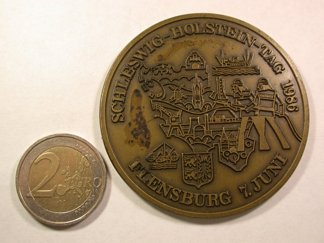  A005 Flensburg Medaille 1986 Schleswig-Holstein-Tag  60mm, 63,45gr. Orginalbilder   