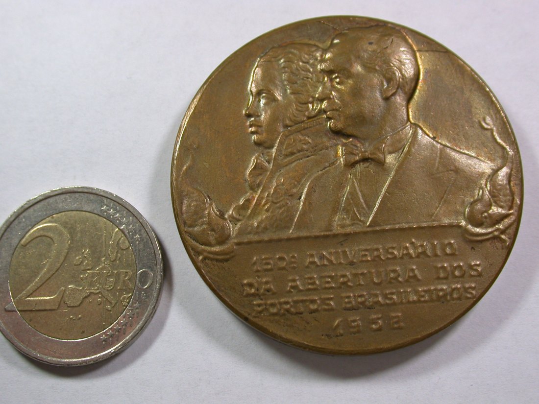 A005 Brasilien 150 Jahre Hafen 1958, 50mm/73,1gr. !! Orginalbilder