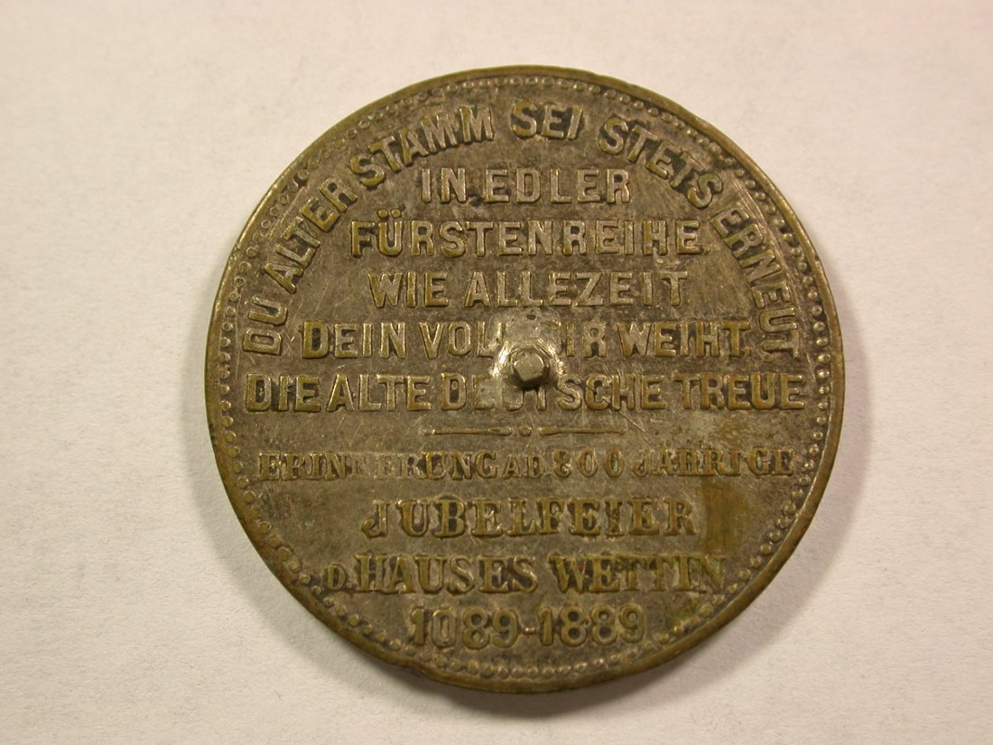  A005 Wettin-Feier 1889 Medaille versilbert, 28mm/8,17gr. Orginalbilder   