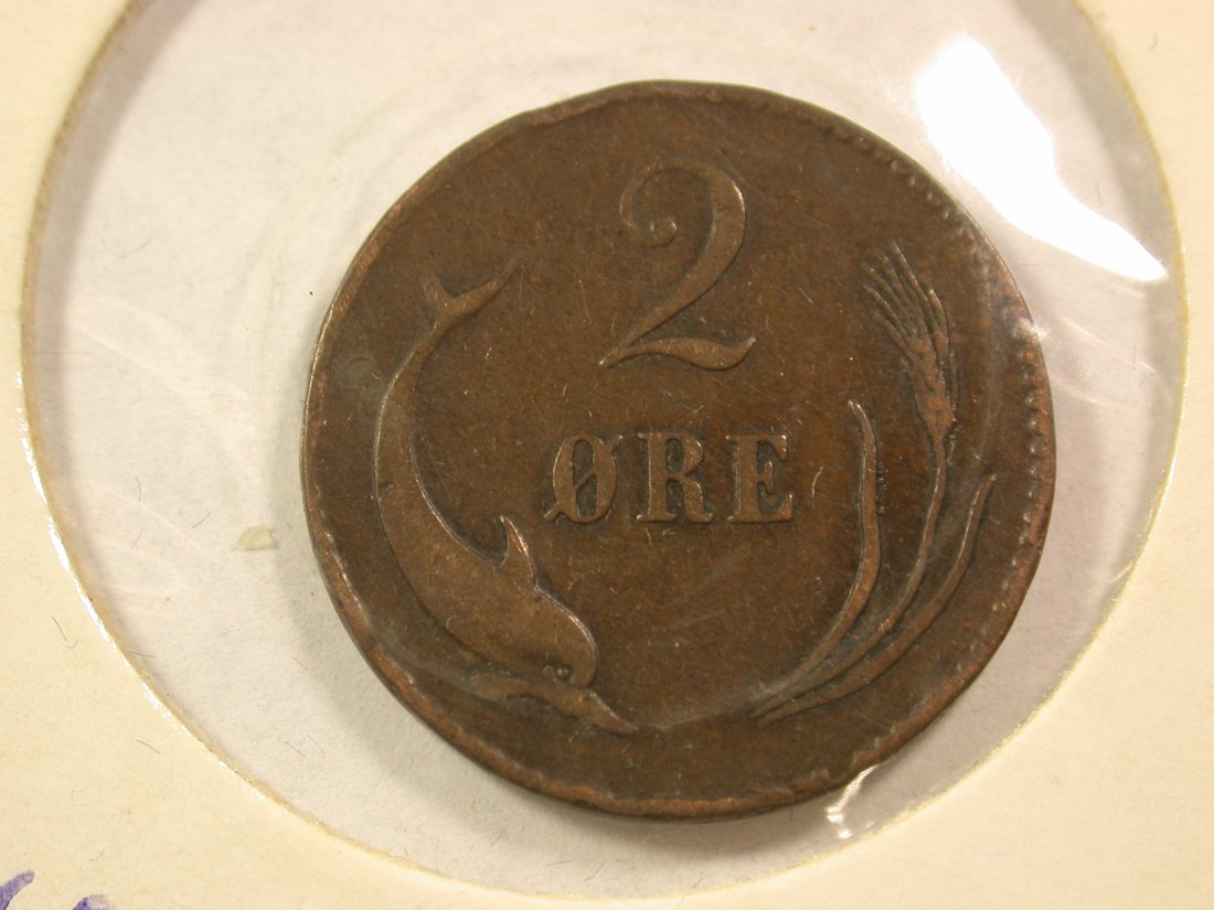  A005 Dänemark  2 Öre 1875 in ss+ kl.Rdf.   Orginalbilder   