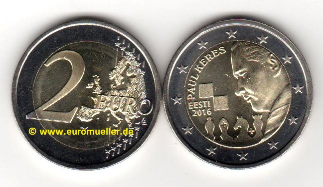 Estland 2 Euro Gedenkmünze 2016...P. Keres   