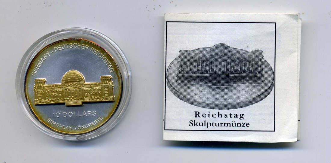 Nauru 10 Dollar 2003 Skulpturmünze Reichstag Berlin Originalkapsel + Zertifikat nur 2000 Stück