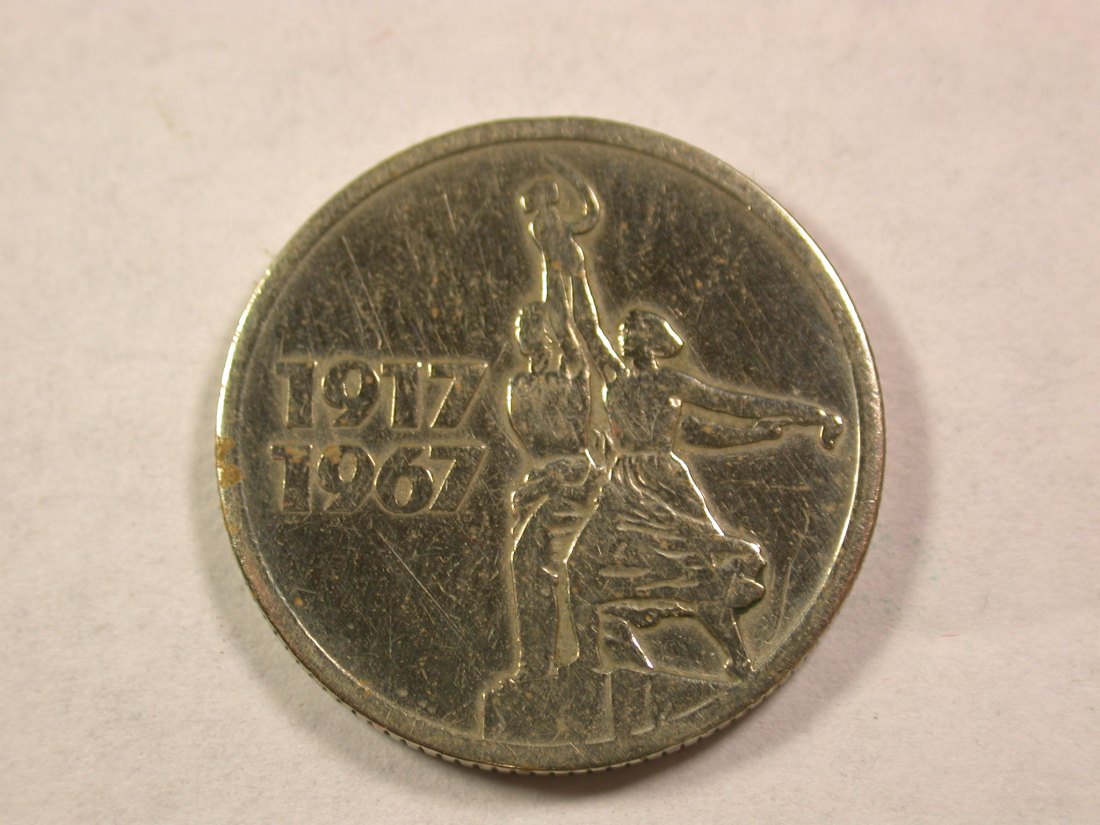 A006 Rußland/CCCP 50 Jahre Revolution 15 Kopeken 1967 in ss,geputzt Orginalbilder