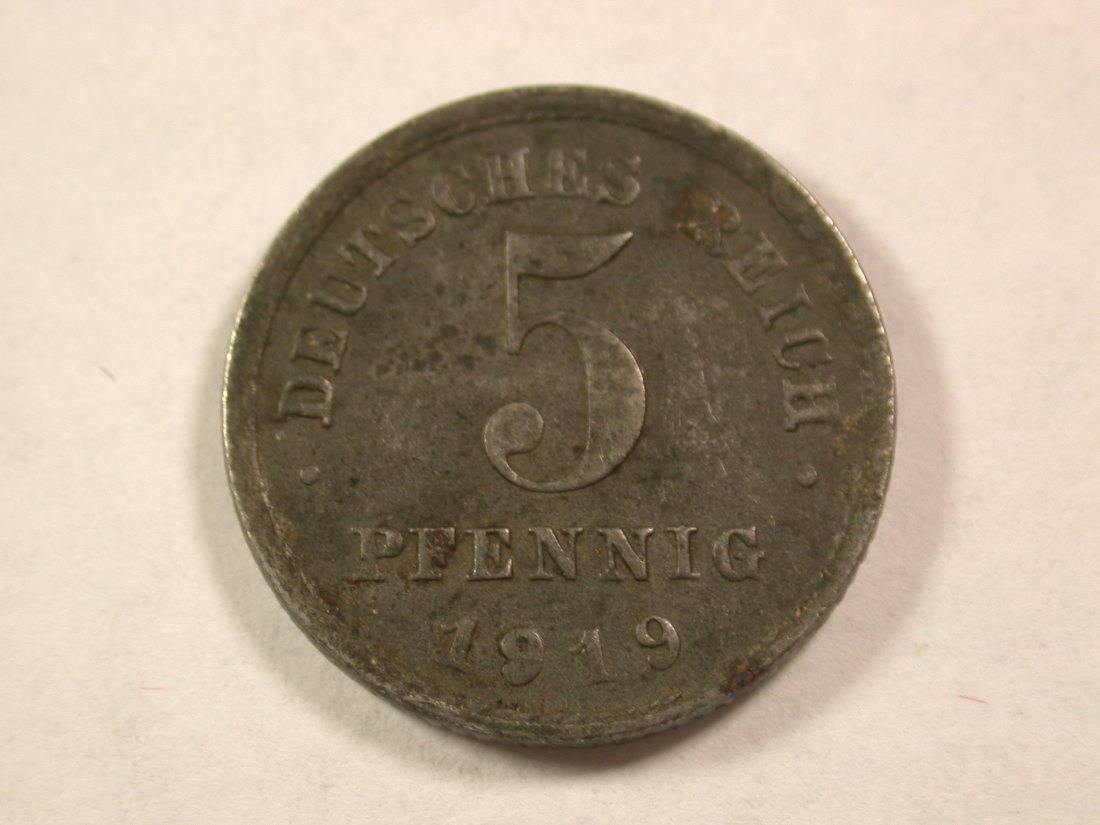  A006 KR  5 Pfennig 1919 E, Eisen, in ss  Orginalbilder   