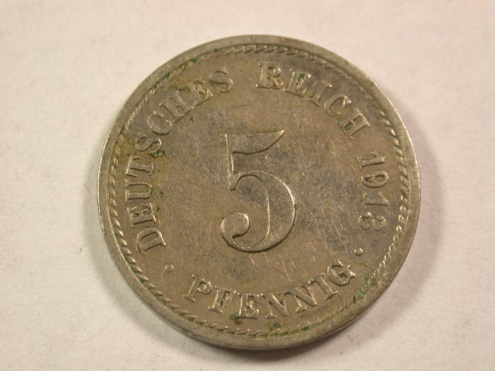 A006 KR 5 Pfennig 1913 A in ss Orginalbilder