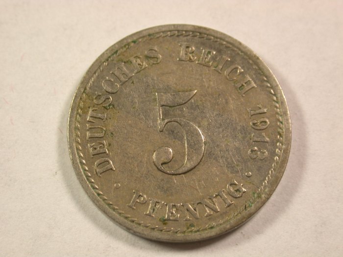  A006 KR  5 Pfennig 1913 A in ss Orginalbilder   