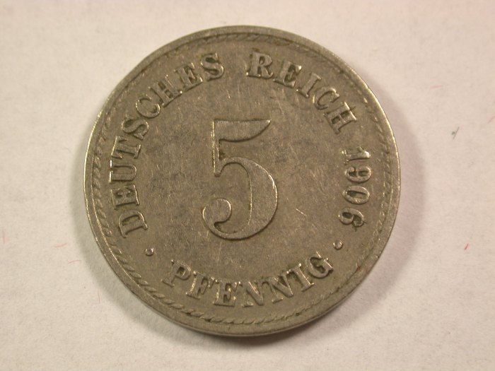  A006 KR  5 Pfennig 1906 A in ss Orginalbilder   