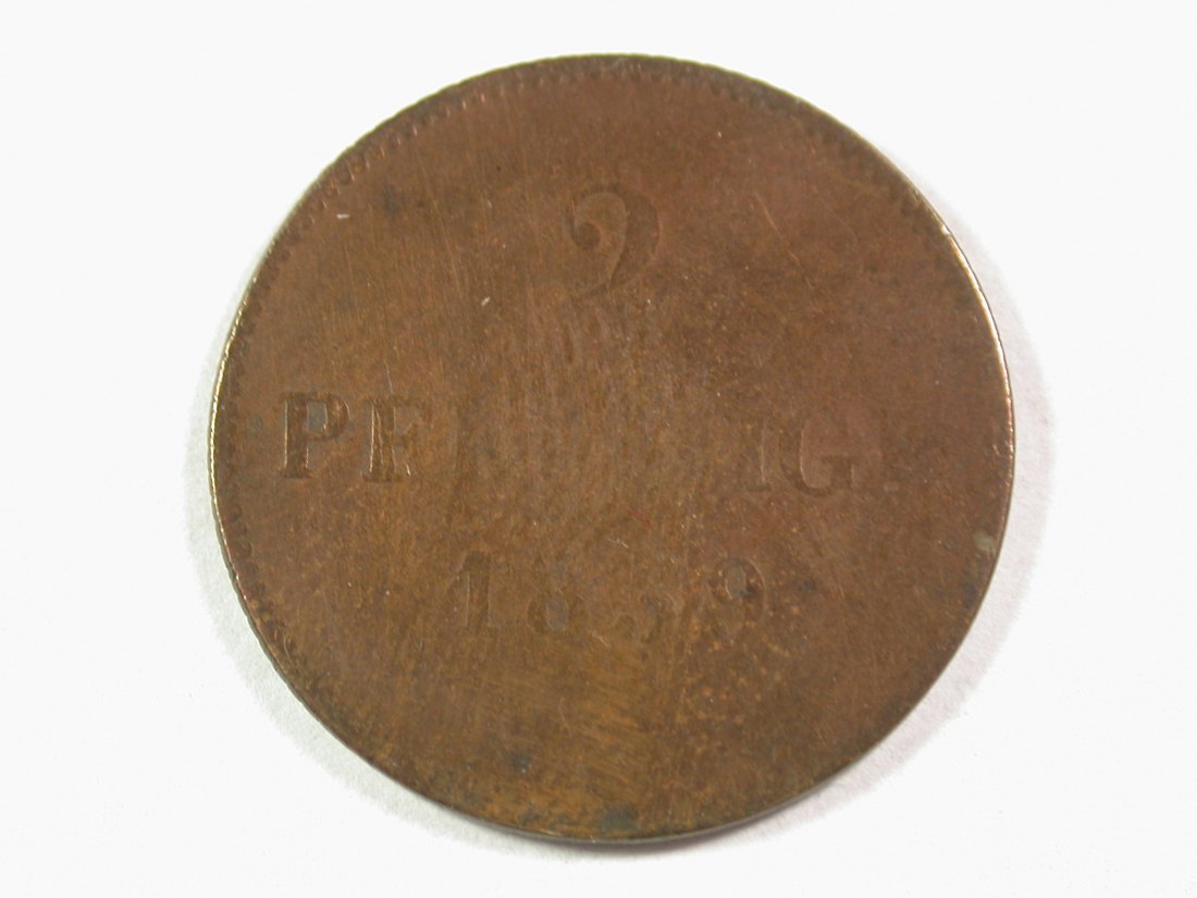  A101 Bayern  2 Pfennig  1839 in f.schön Orginalbilder   