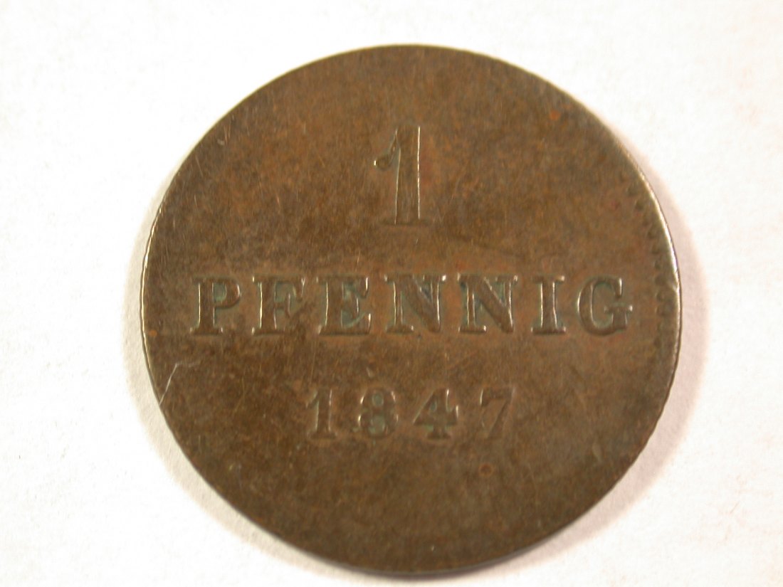  A101 Bayern  1 Pfennig  1847 in f.ss Orginalbilder   