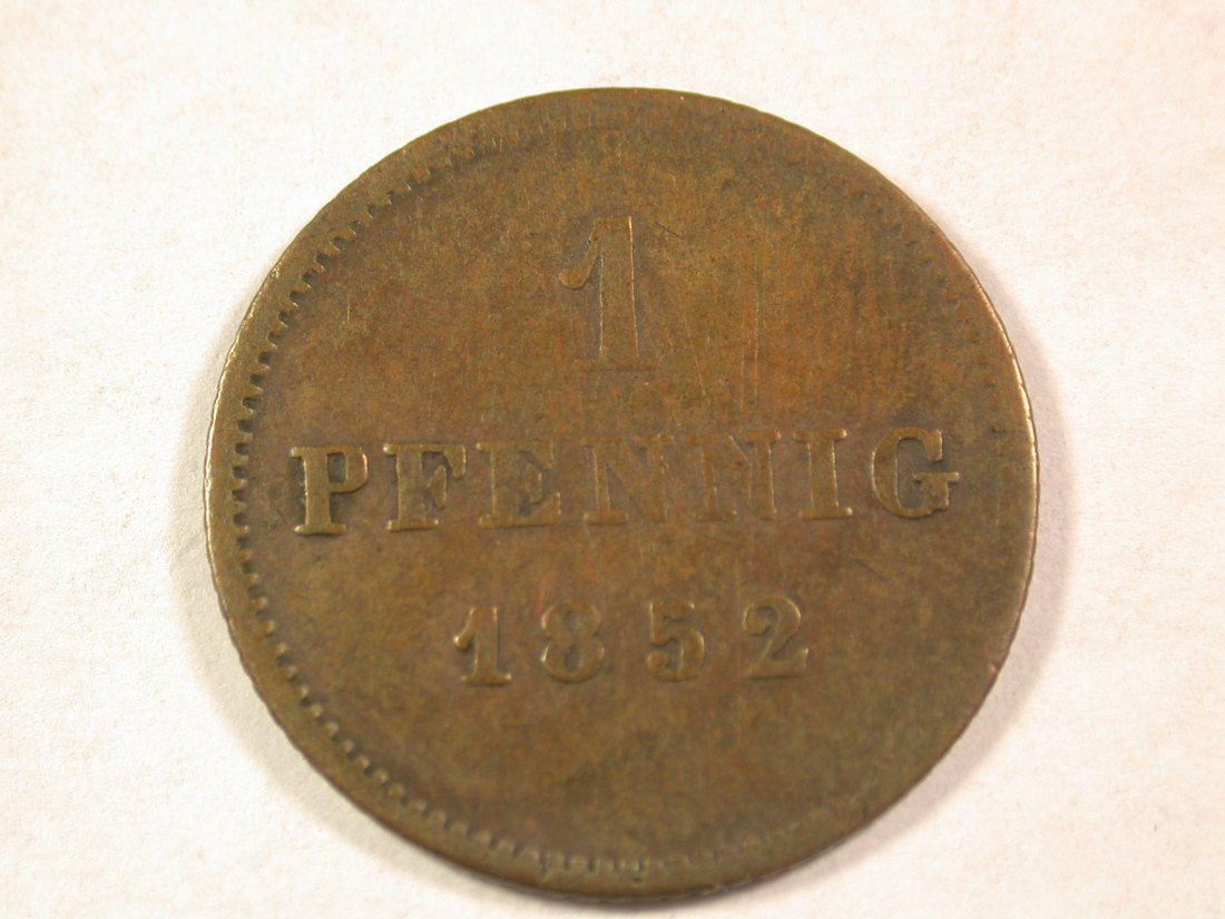  A101 Bayern  1 Pfennig  1852 in ss Orginalbilder   