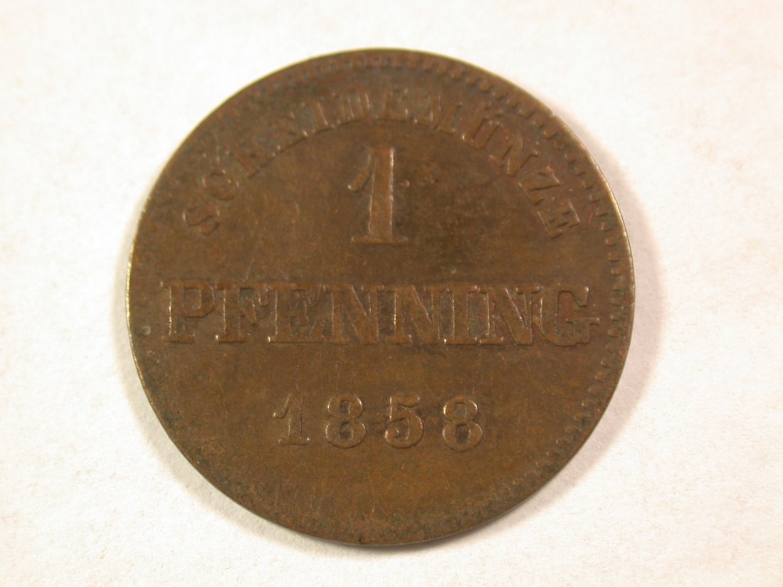  A101 Bayern  1 Pfennig  1858 in ss Orginalbilder   