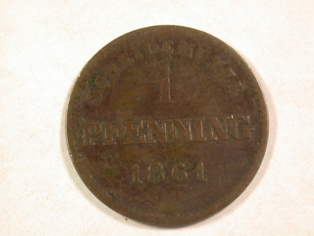  A101 Bayern  1 Pfennig  1861 in ss gewellt  Orginalbilder   