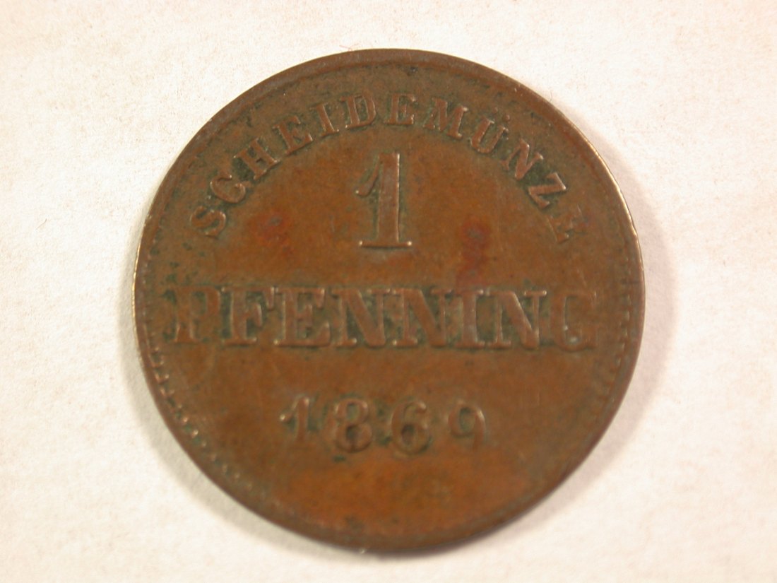 A101 Bayern 1 Pfennig 1869 in ss Orginalbilder