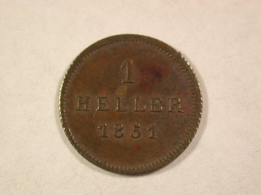 A101 Bayern 1 Heller 1851 in vz-st, l.gewellt RR Orginalbilder