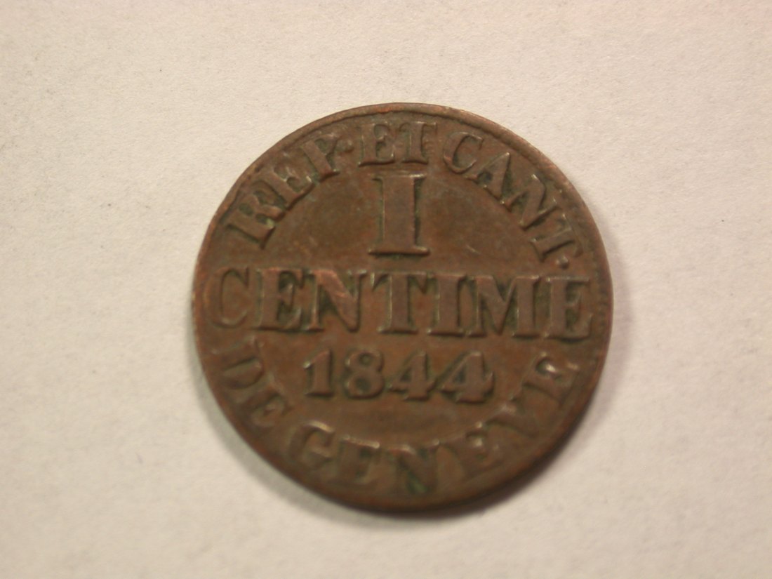  A102 Schweiz  Genf 1 Centime 1844 in f.vz  Orginalbilder   