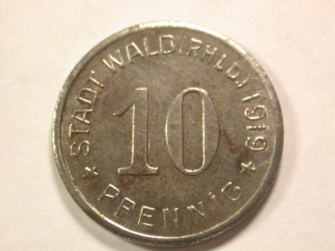 A102 Wald 10 Pfennig 1919 in vz-st Orginalbilder