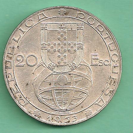  Portugal - 20 Escudos 1953 Silber   