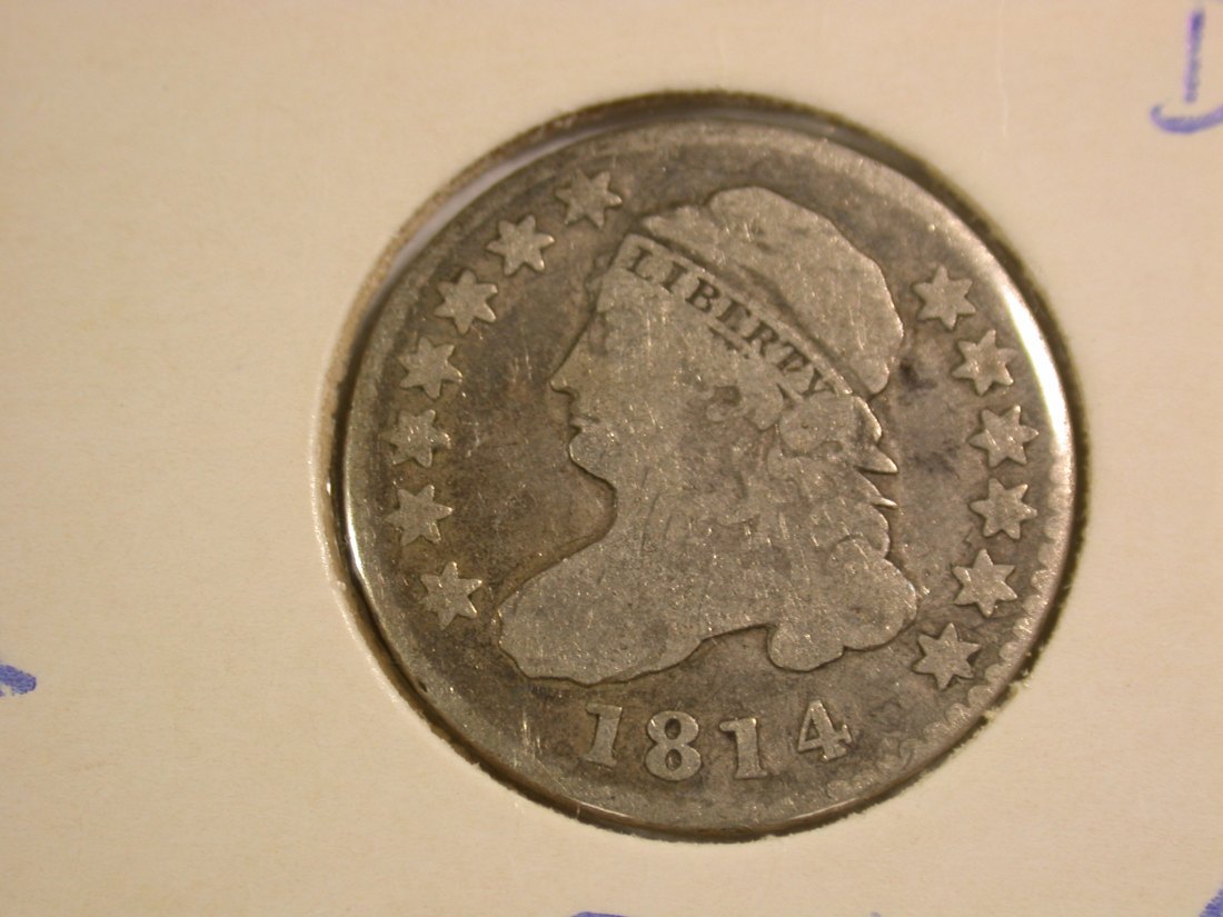  A103 USA  Dime 10 Cent Capped Bast 1814 in fast ss (near VF) Orginalbilder   