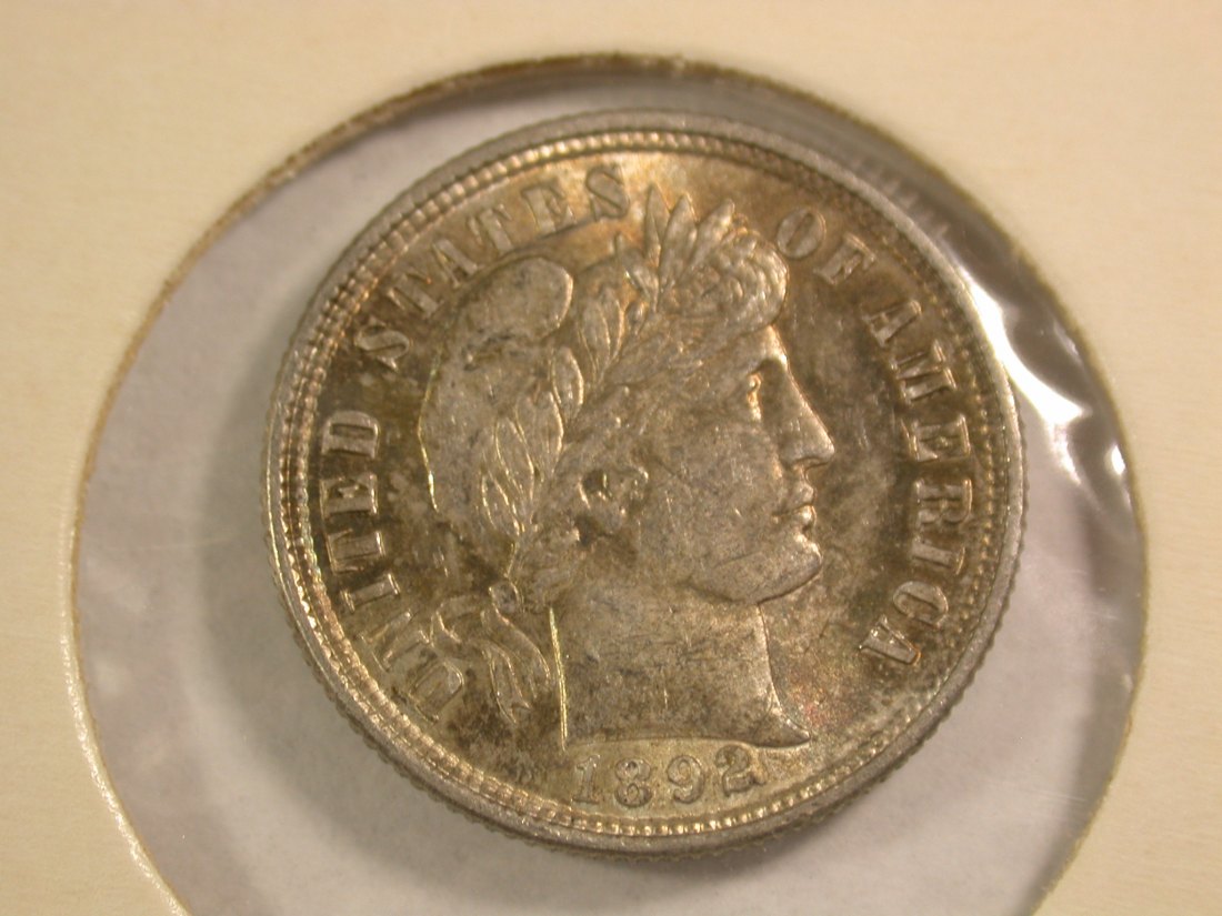  A103 USA  Dime 10 Cent 1892 in vz-st/f.st (XF-Au/AU) Orginalbilder   