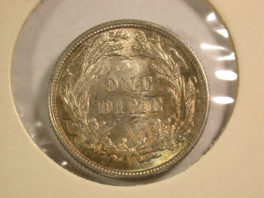  A103 USA  Dime 10 Cent 1892 in vz-st/f.st (XF-Au/AU) Orginalbilder   