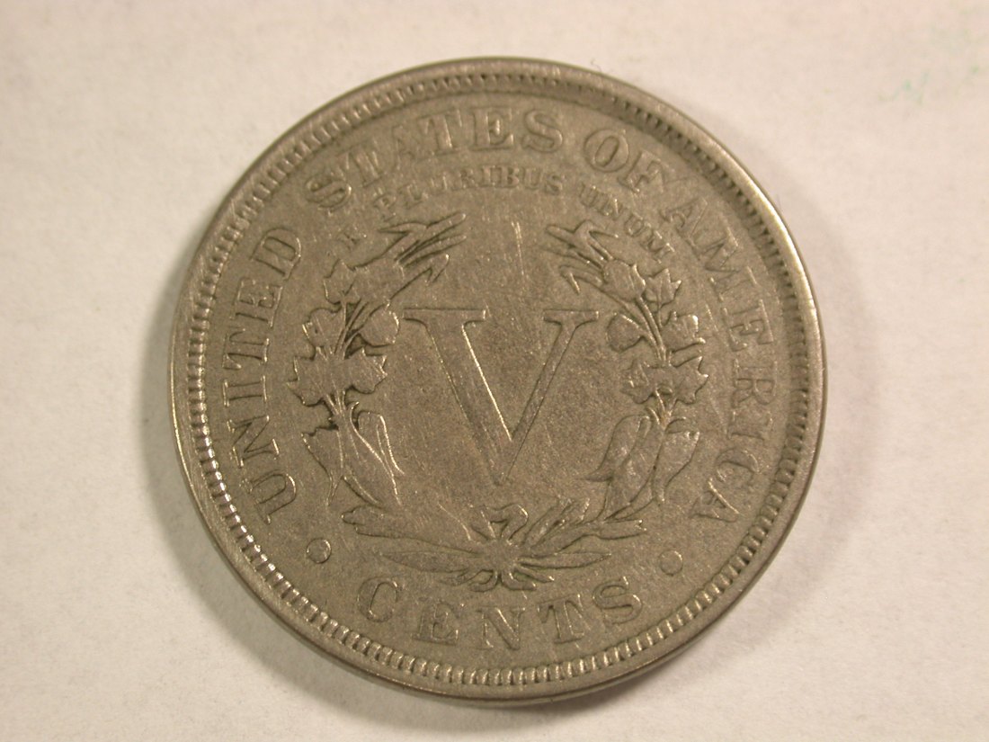  A103 USA  half Dime 5 Cent 1886 V-Nickel in f.ss (n.VF) Orginalbilder   