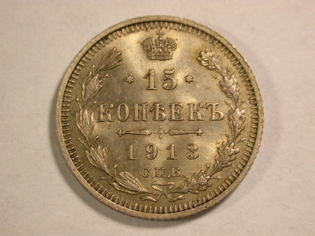  A103 Russland  15 Kopeken 1913 in ST !! Orginalbilder   