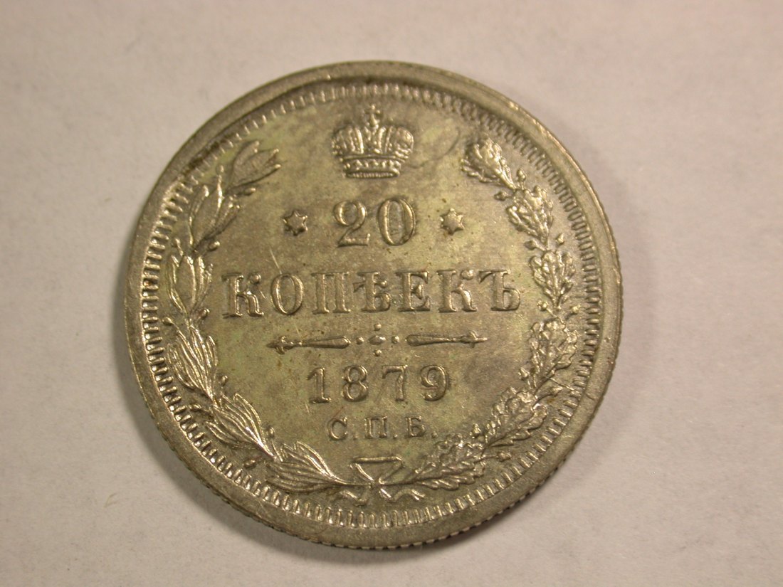  A103 Russland  20 Kopeken 1879  in vz+/vz-st Orginalbilder   