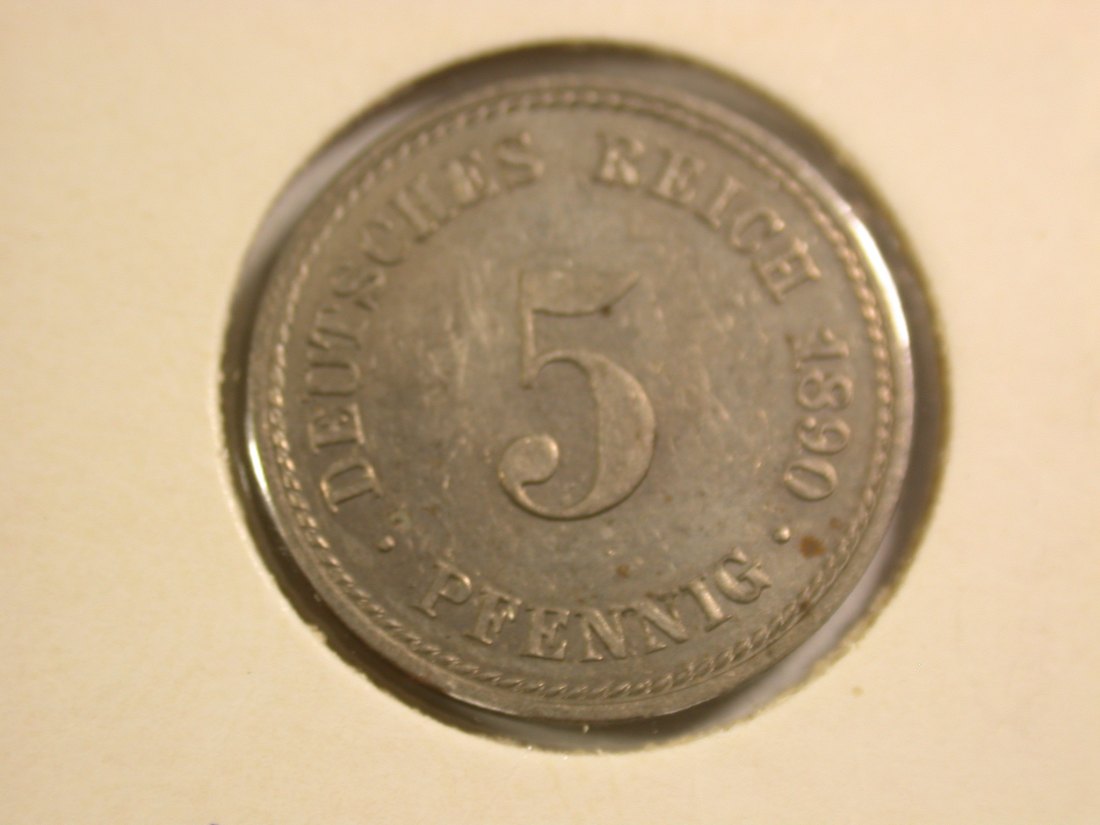 A103 KR 5 Pfennig 1890 A in EA/PP RR anschauen !! Orginalbilder