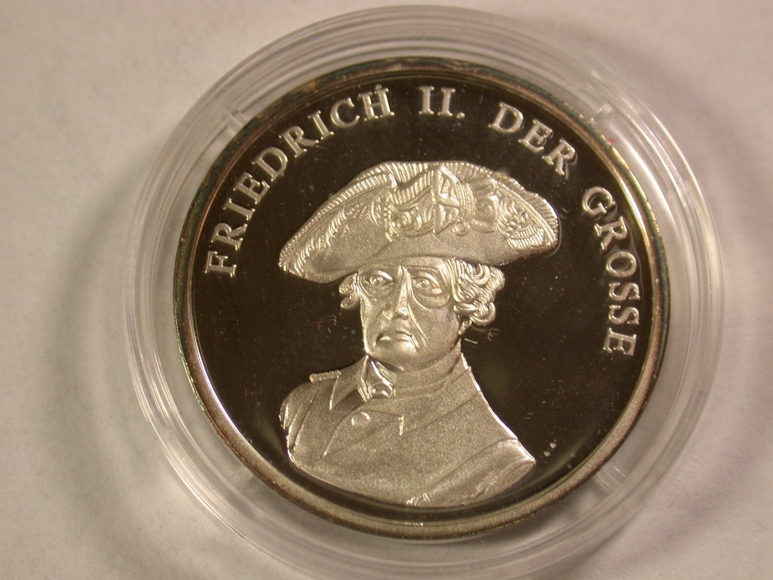 A104 Friedrich II der Große, d.Alte Fritz, Silbermedaille 8,7gr/30mm in PP fein Orginalbilder