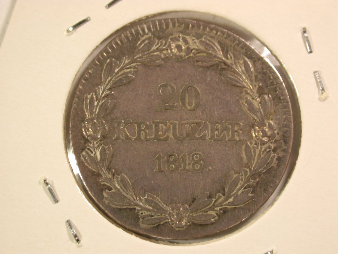  A104 Württemberg  20 Kreuzer 1818 AKS 88 in ss-vz  Orginalbilder   