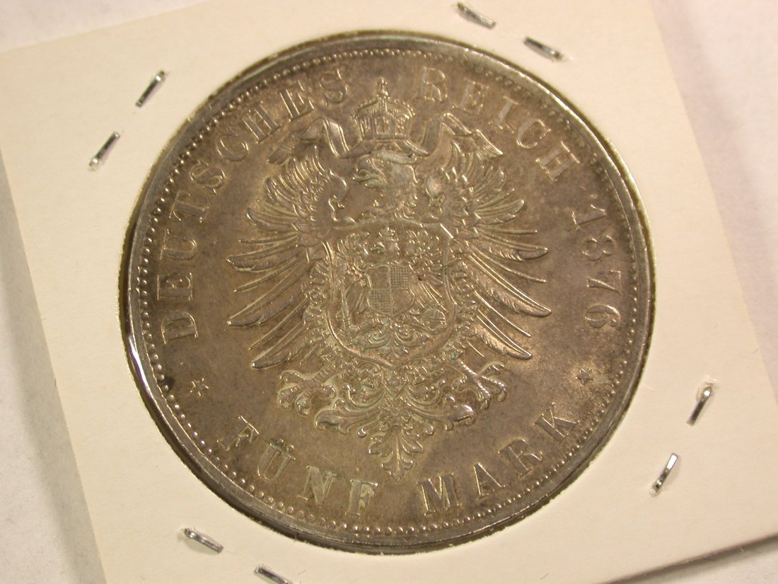  A104 KR  Bayern  5 Mark 1876 in vz/vz-st   Orginalbilder   